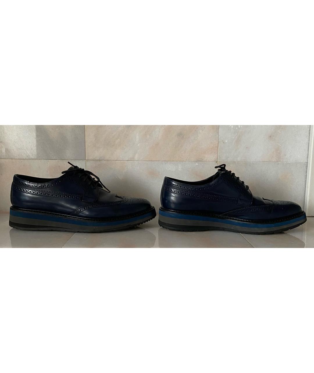 PRADA Темно-синие кожаные брогги и оксфорды, фото 7