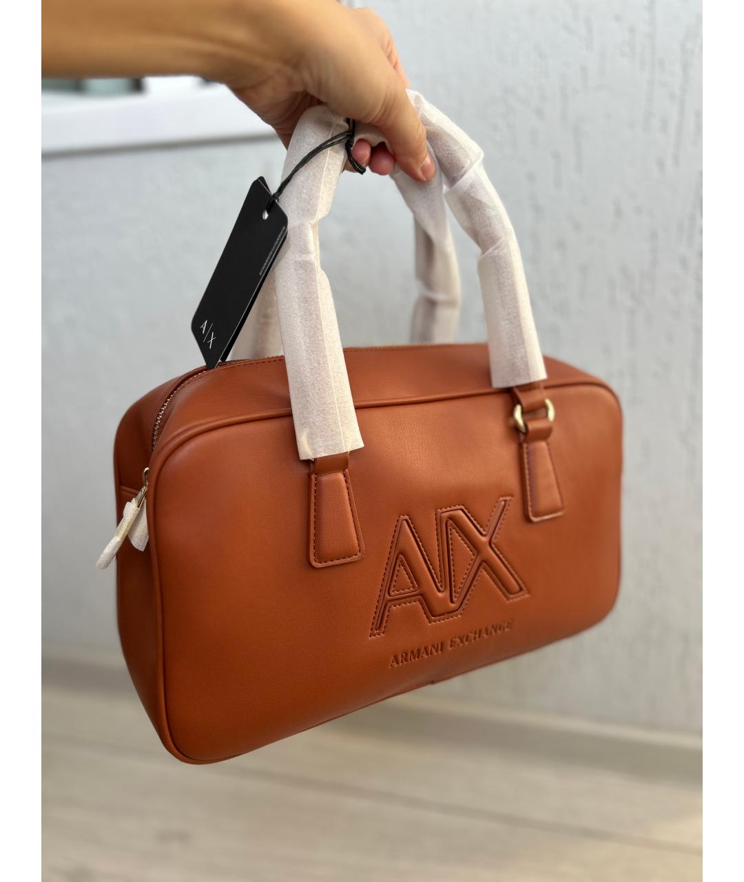 ARMANI EXCHANGE Коричневая сумка с короткими ручками из искусственной кожи, фото 2