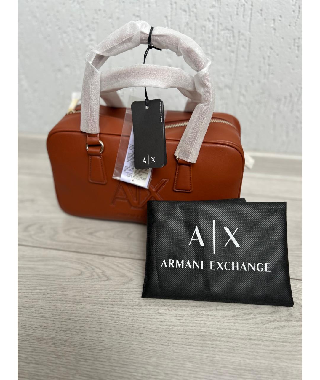 ARMANI EXCHANGE Коричневая сумка с короткими ручками из искусственной кожи, фото 5
