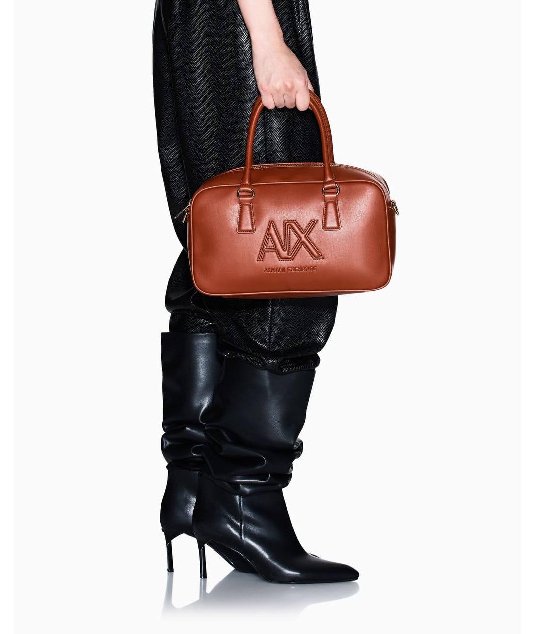 ARMANI EXCHANGE Коричневая сумка с короткими ручками из искусственной кожи, фото 8