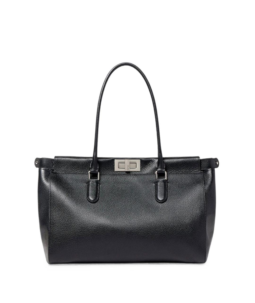 FENDI Черная кожаная сумка тоут, фото 1