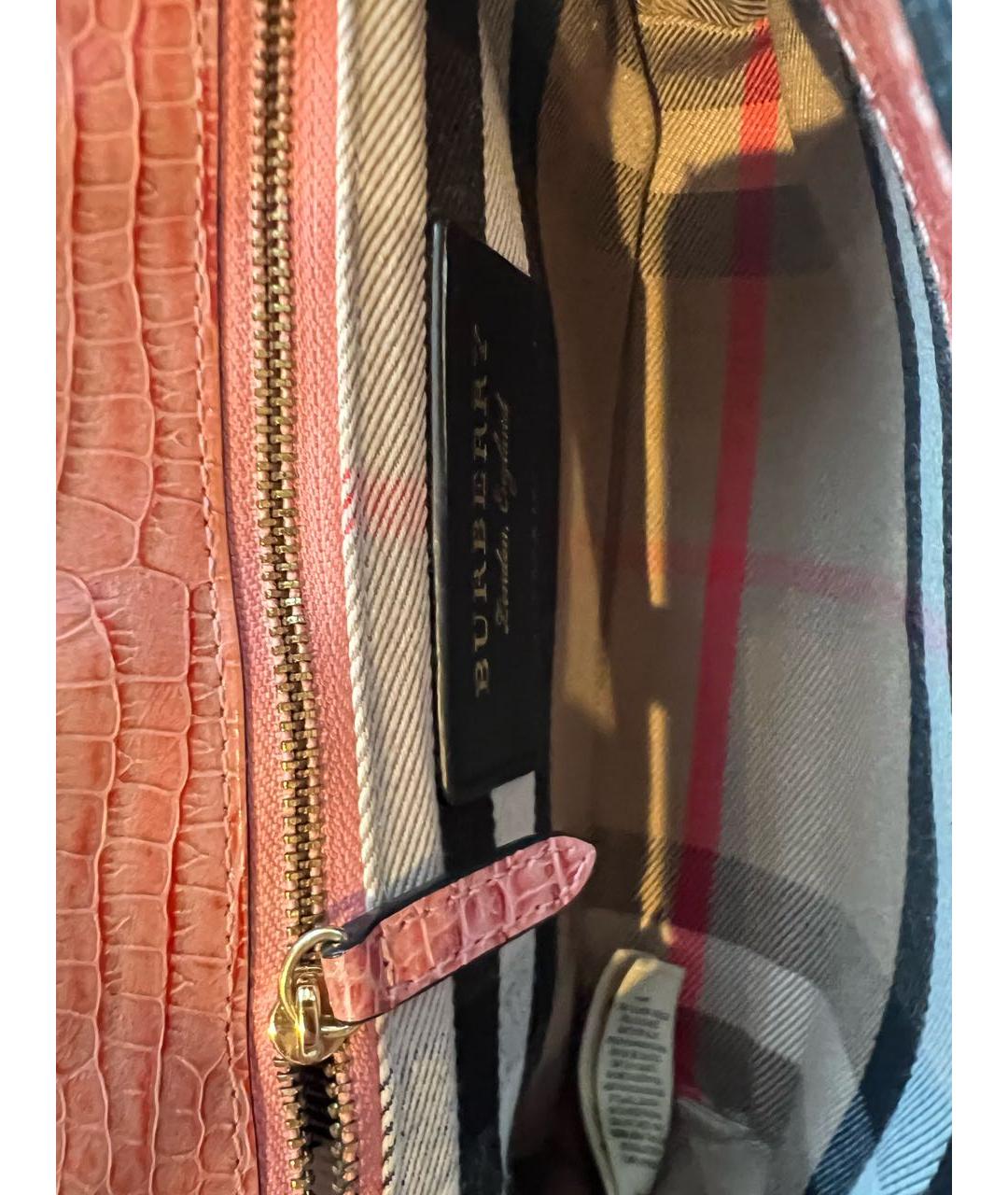 BURBERRY Коралловая кожаная сумка через плечо, фото 5