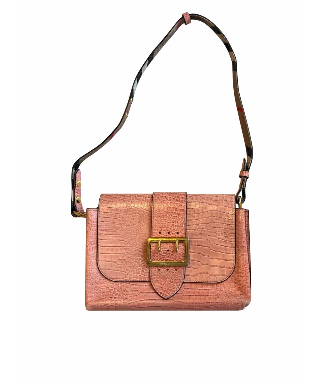 BURBERRY Коралловая кожаная сумка через плечо, фото 1