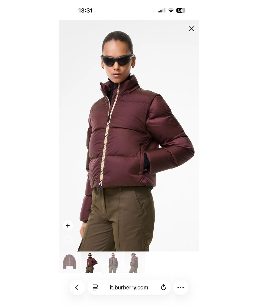 BURBERRY Бордовый пуховик, фото 5