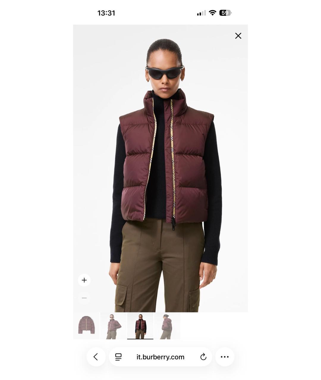 BURBERRY Бордовый пуховик, фото 6