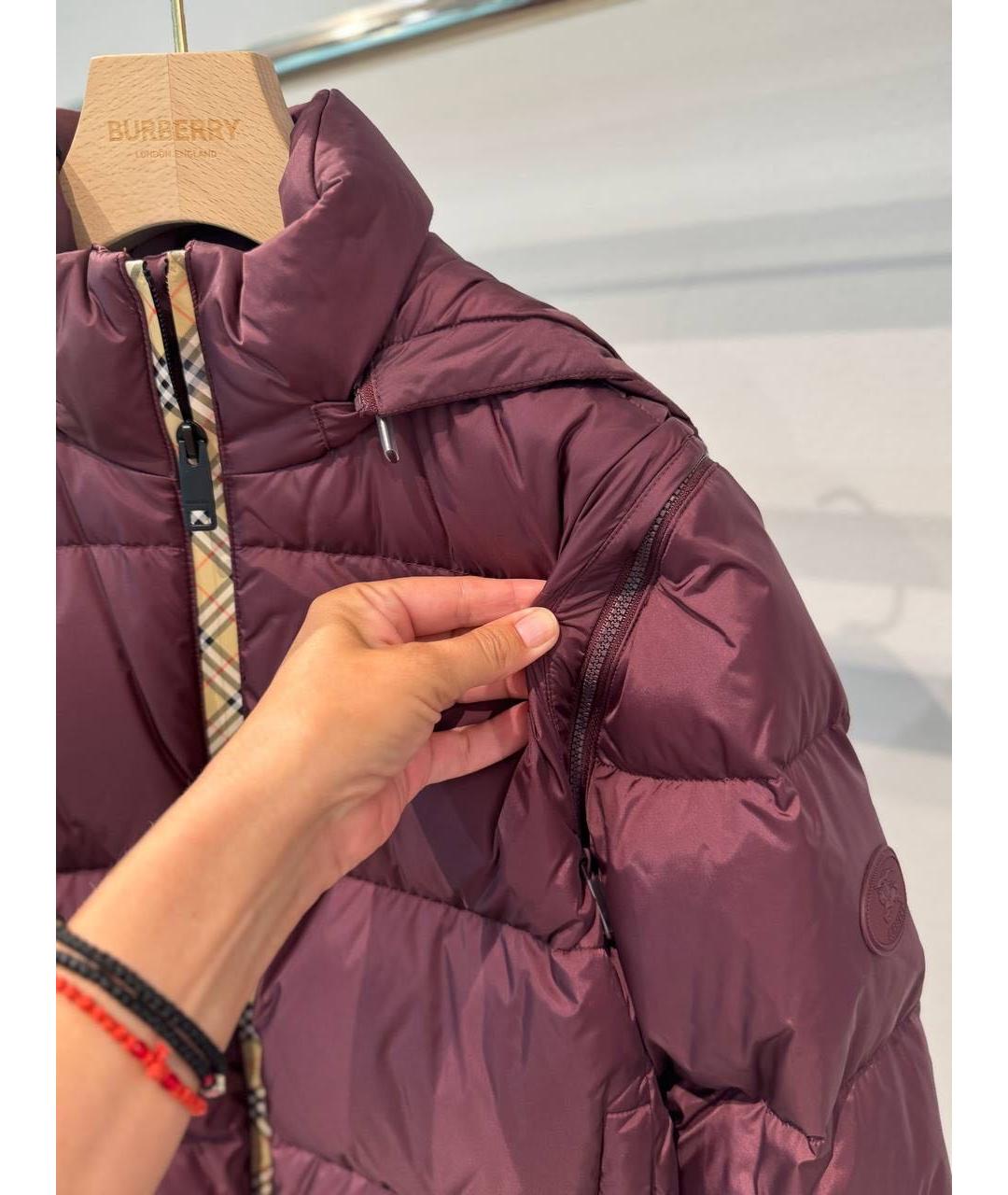 BURBERRY Бордовый пуховик, фото 3