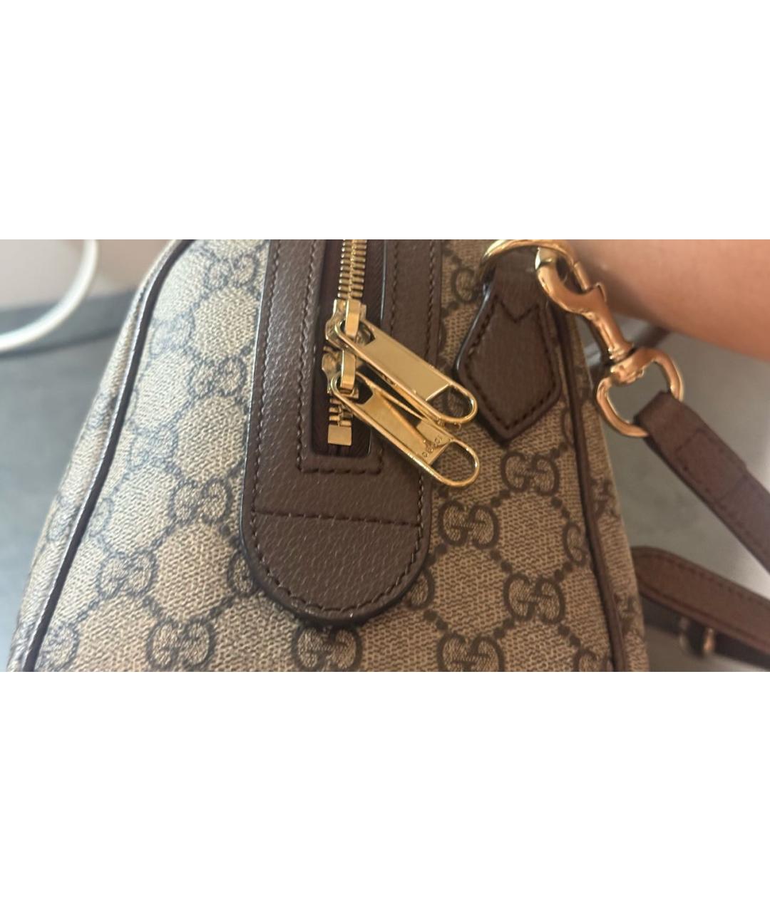 GUCCI Бежевая сумка с короткими ручками из канвы, фото 8