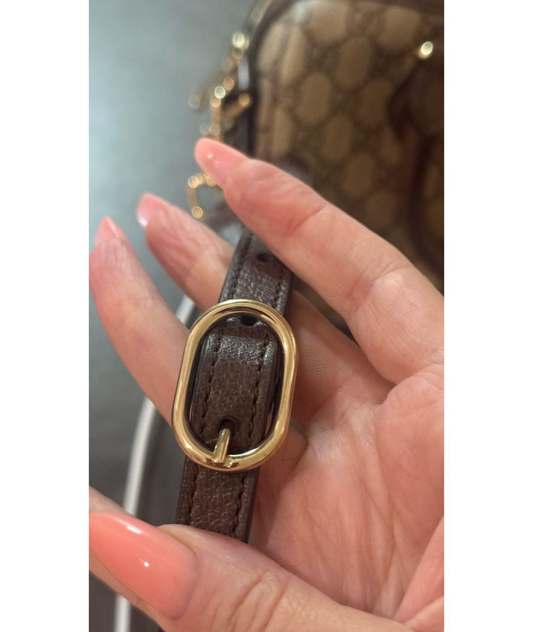 GUCCI Бежевая сумка с короткими ручками из канвы, фото 7