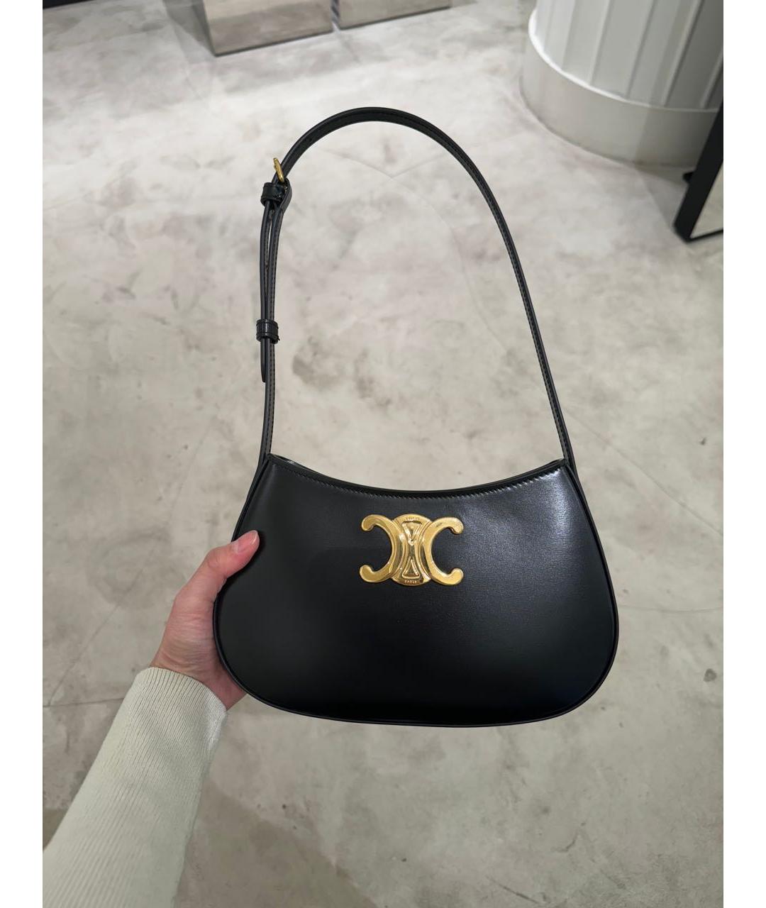 CELINE Черная кожаная сумка с короткими ручками, фото 5