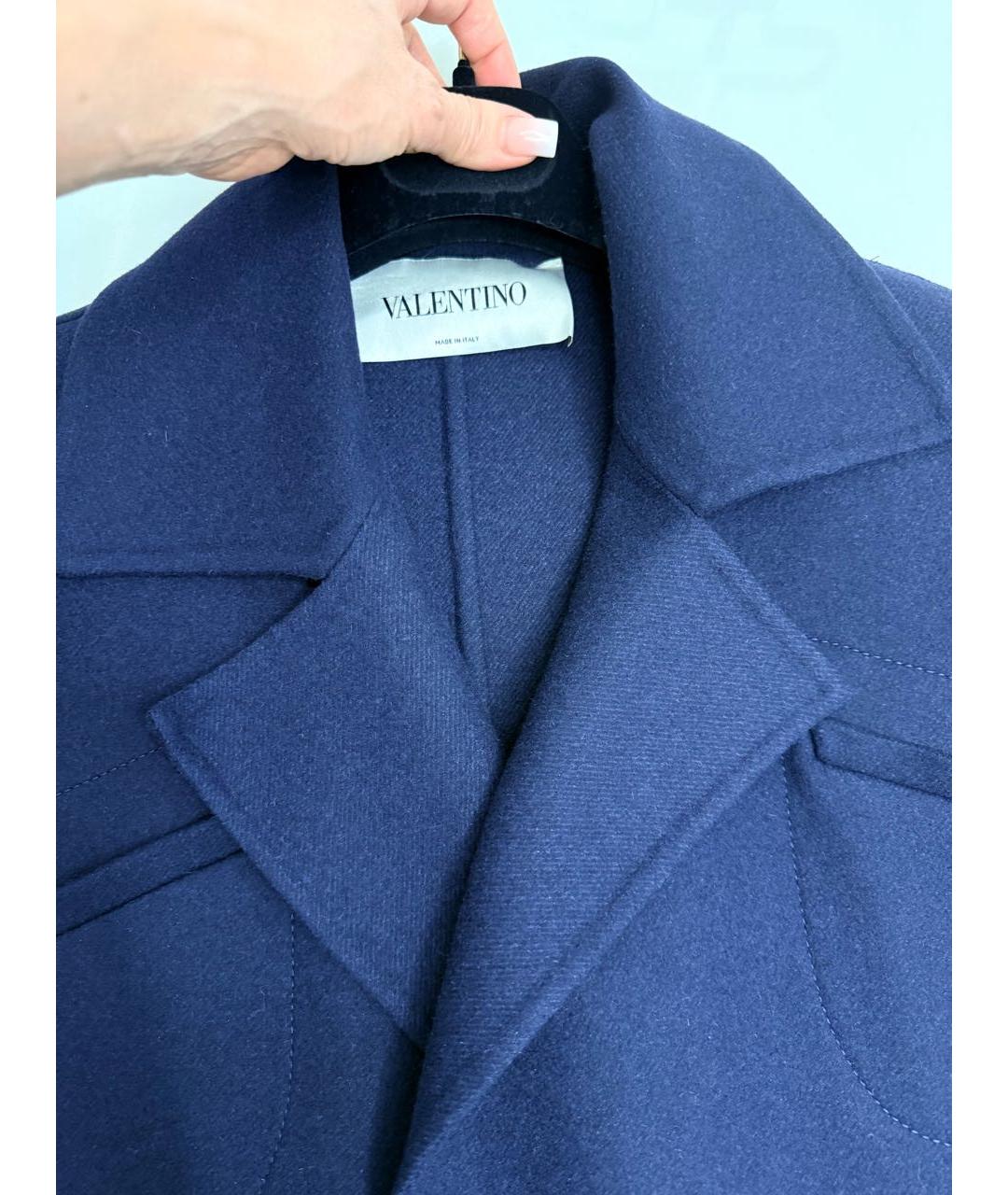 VALENTINO Темно-синее шерстяное пальто, фото 2