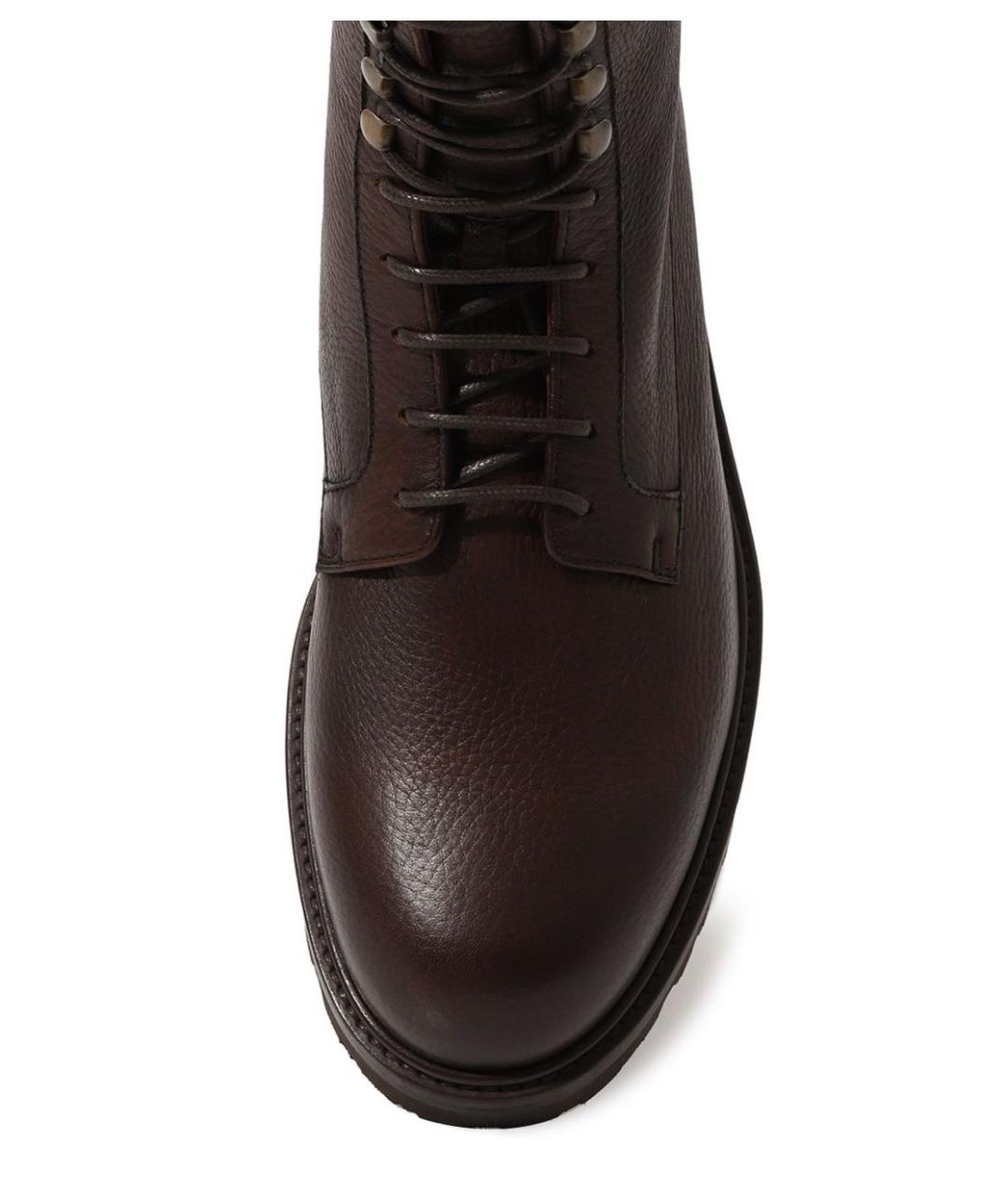BRUNELLO CUCINELLI Коричневые кожаные высокие ботинки, фото 6