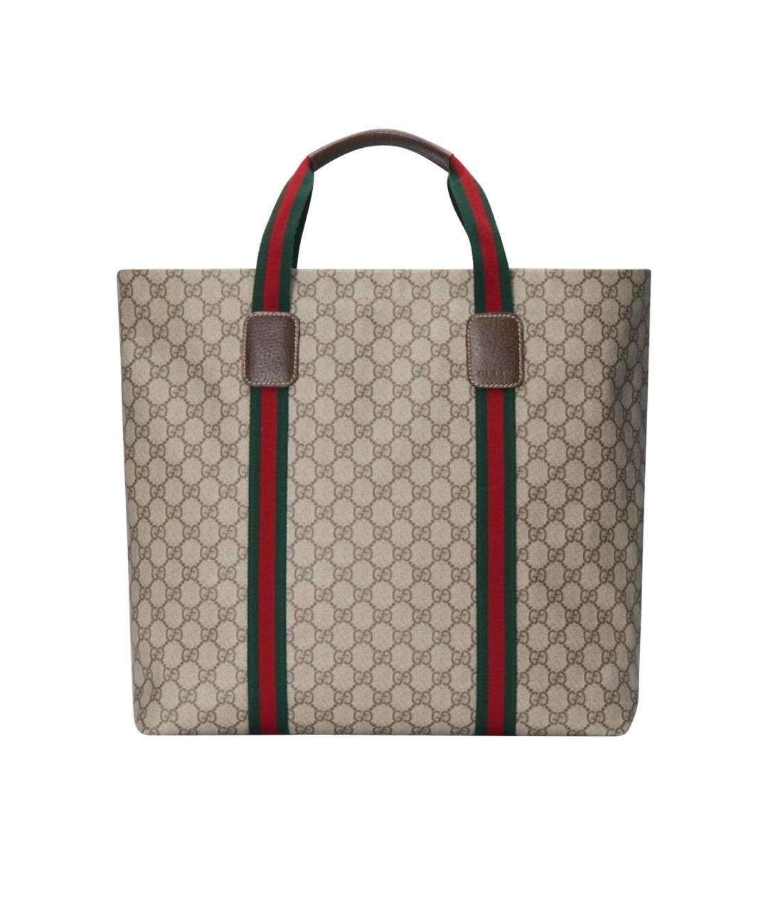 GUCCI Коричневая сумка тоут из канвы, фото 1