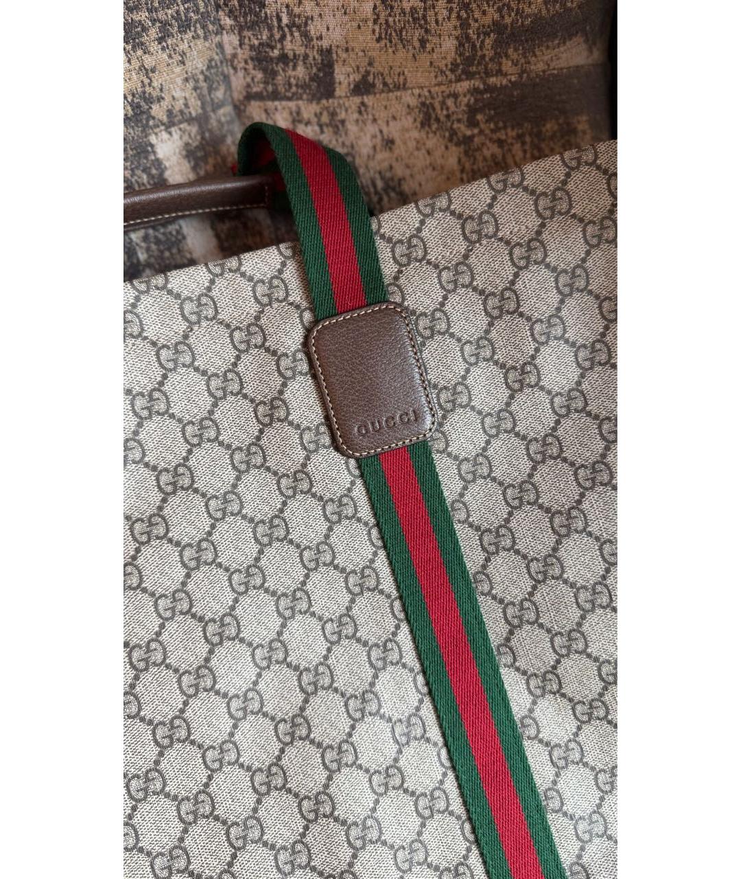 GUCCI Коричневая сумка тоут из канвы, фото 3