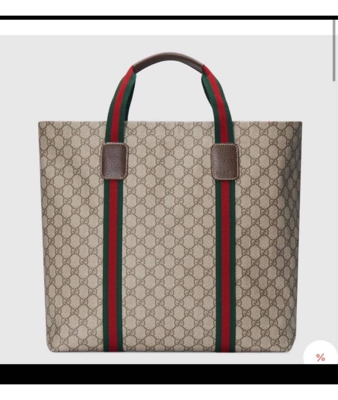 GUCCI Коричневая сумка тоут из канвы, фото 6