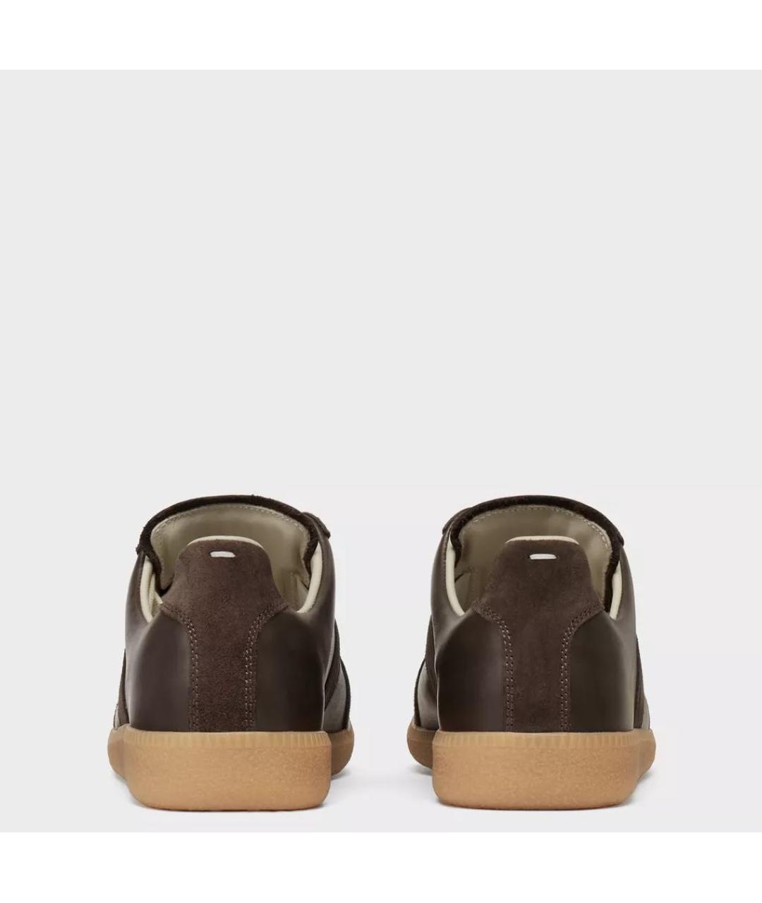 MAISON MARGIELA Коричневые кожаные низкие кроссовки / кеды, фото 3