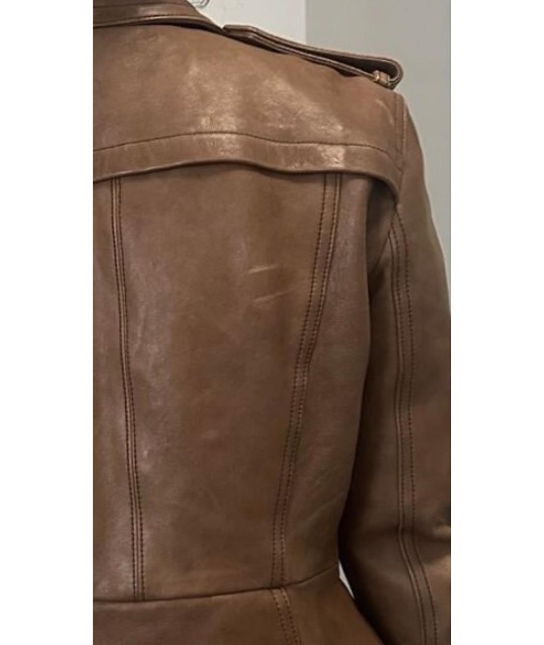 BURBERRY Коричневая кожаная куртка, фото 7
