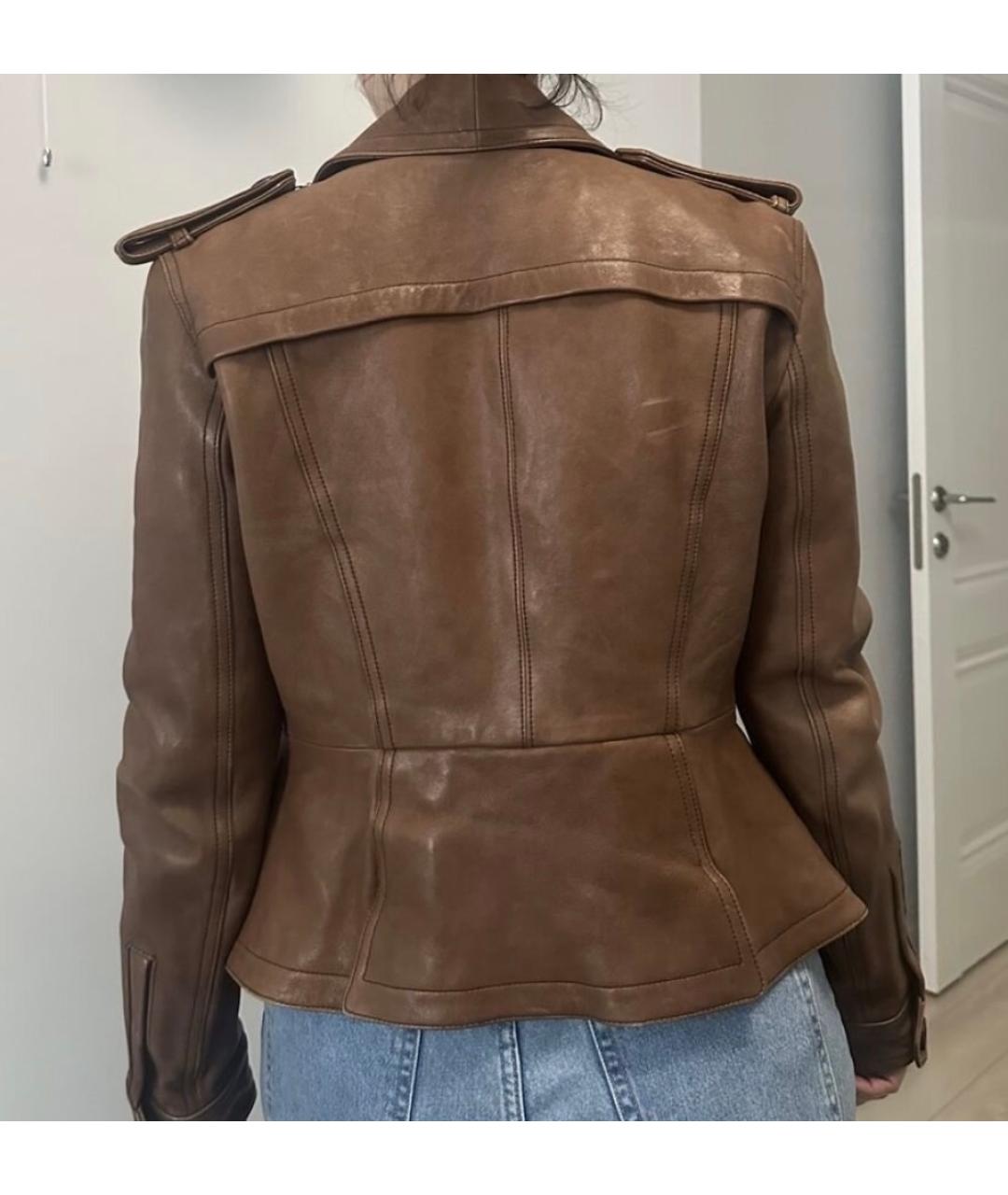 BURBERRY Коричневая кожаная куртка, фото 2