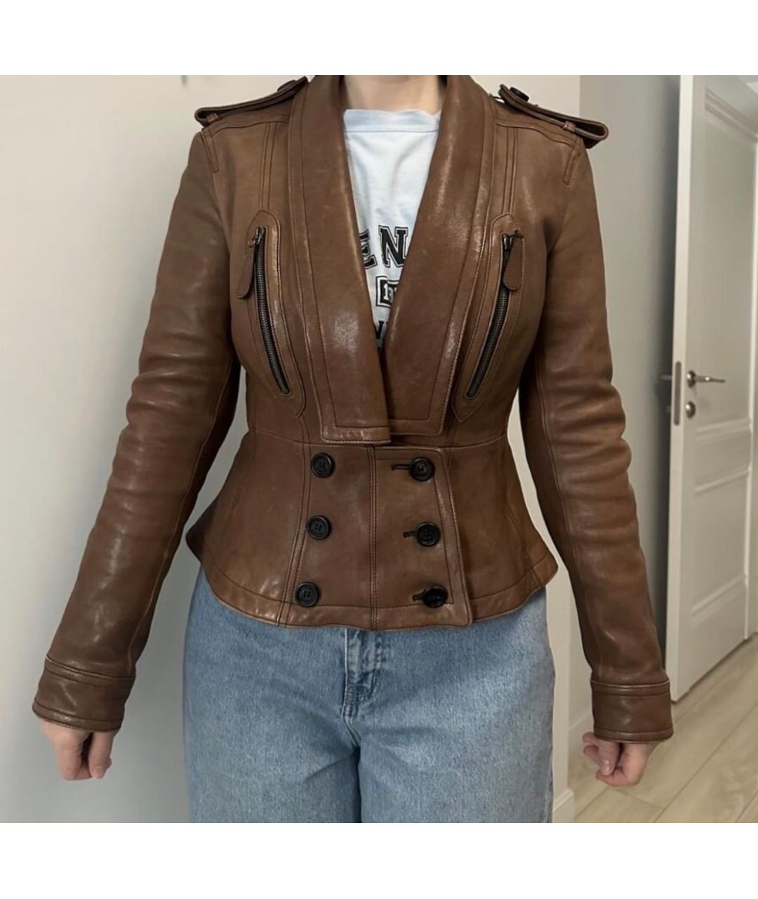 BURBERRY Коричневая кожаная куртка, фото 6