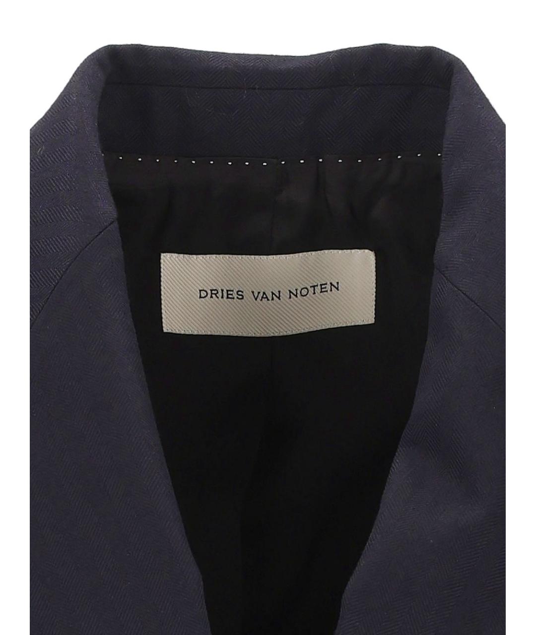 DRIES VAN NOTEN Темно-синий шерстяной жакет/пиджак, фото 3