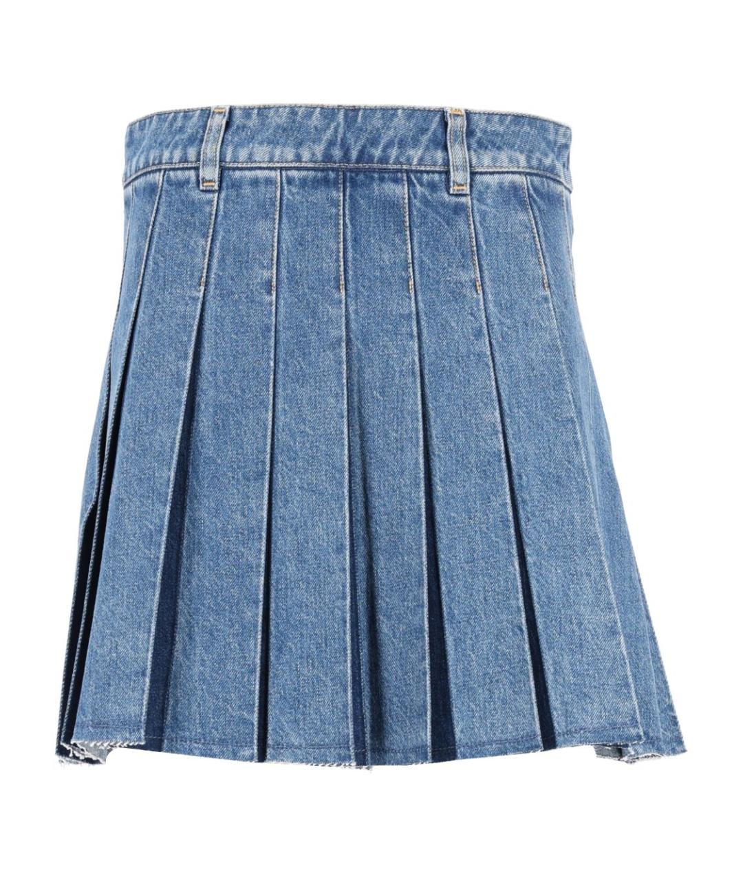 MAISON KITSUNE Голубая хлопковая юбка мини, фото 1