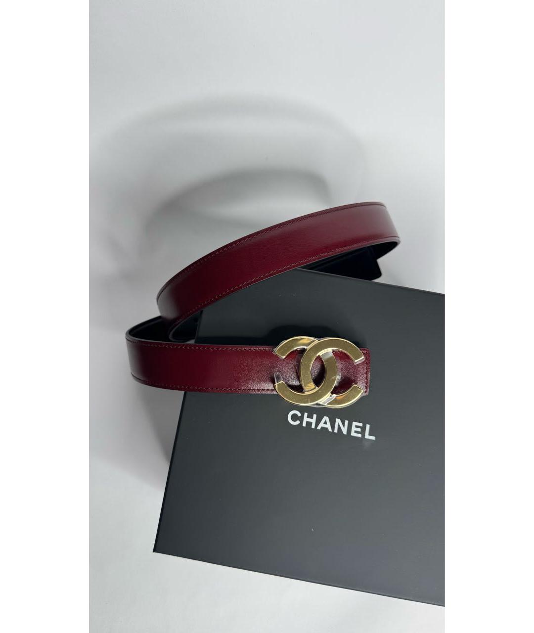 CHANEL Бордовый кожаный ремень, фото 5