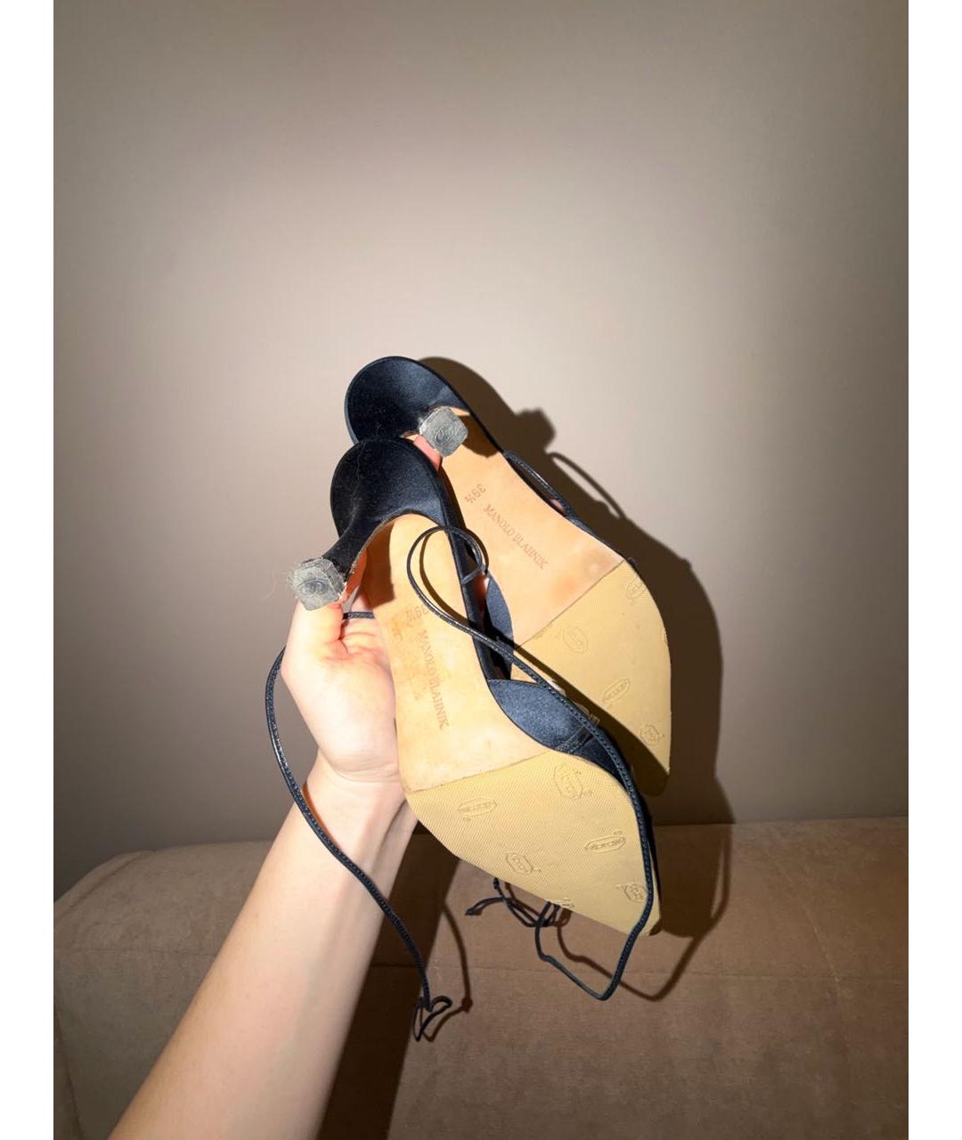 MANOLO BLAHNIK Темно-синие мюли, фото 5