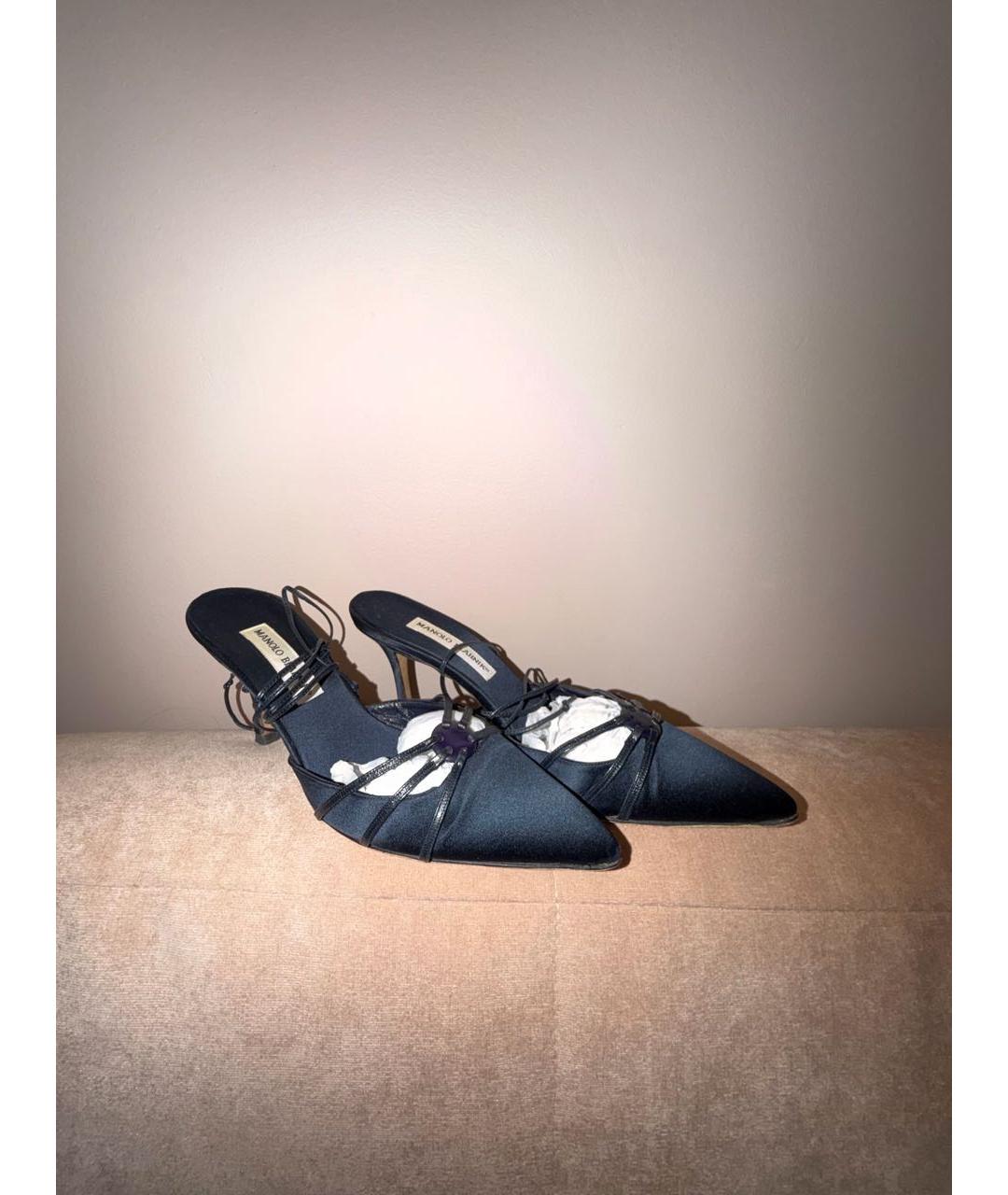 MANOLO BLAHNIK Темно-синие мюли, фото 9