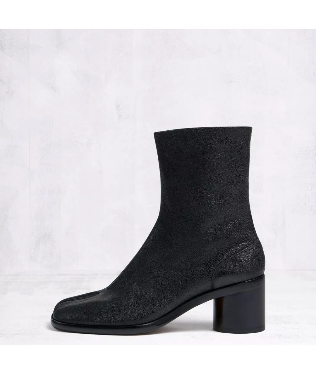 MAISON MARGIELA Черные кожаные высокие ботинки, фото 6