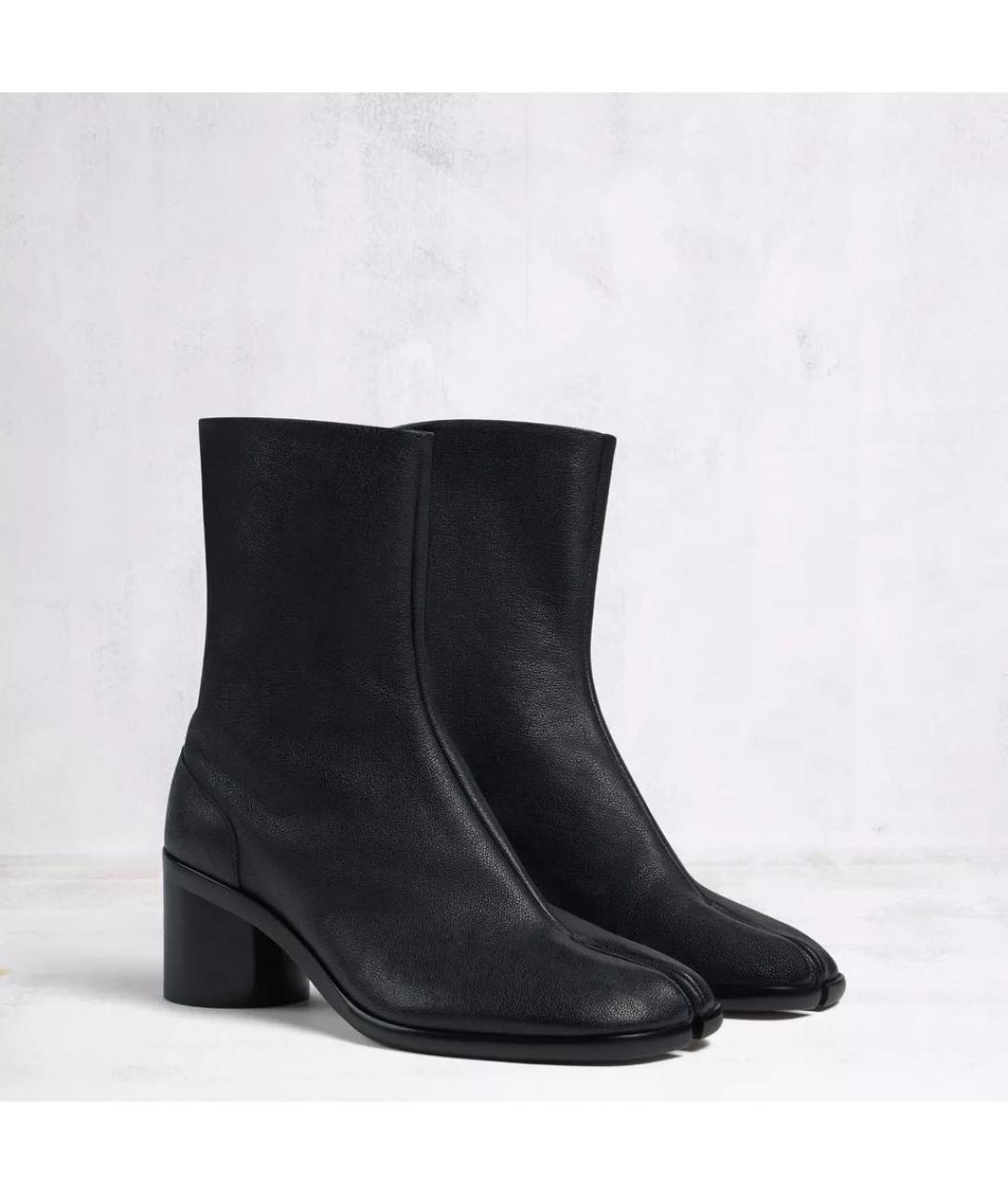 MAISON MARGIELA Черные кожаные высокие ботинки, фото 2