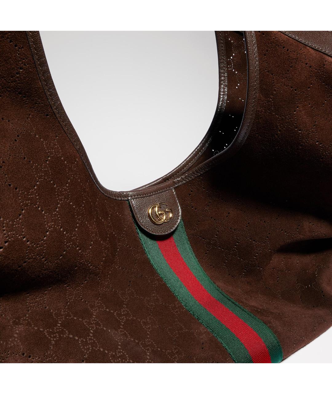 GUCCI Коричневая замшевая сумка тоут, фото 4