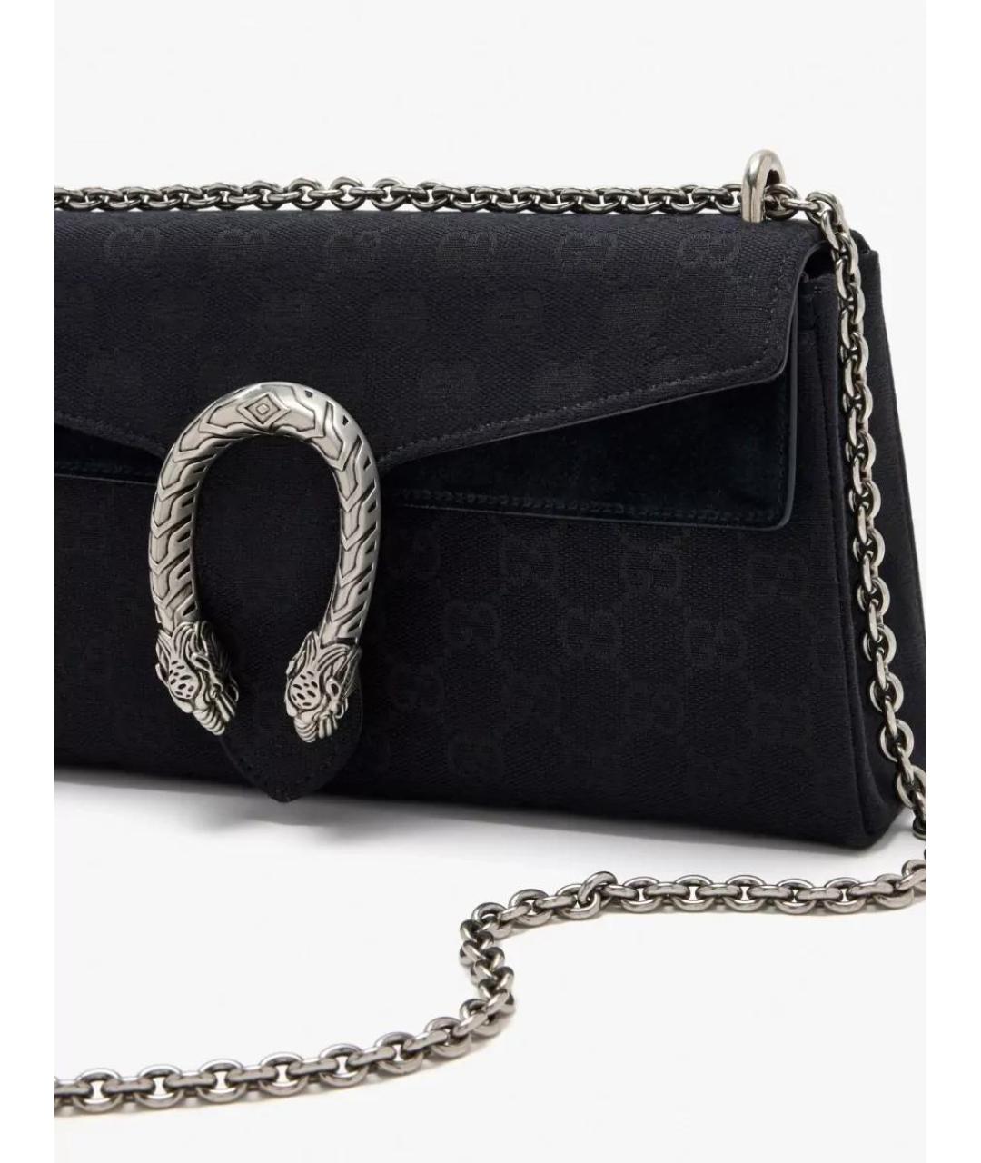 GUCCI Черная сумка через плечо из канвы, фото 4