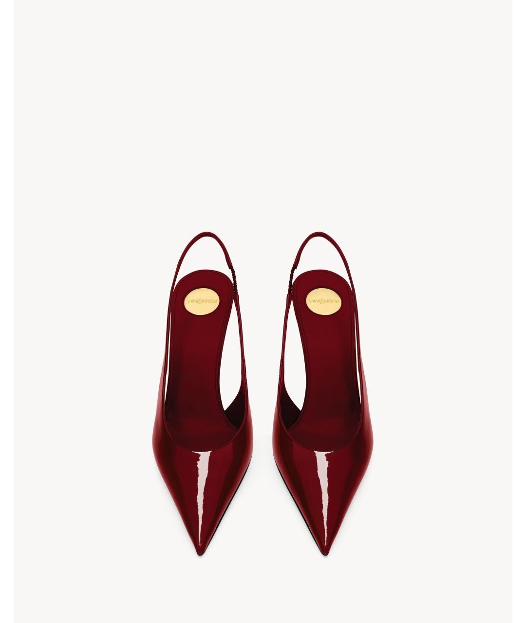 SAINT LAURENT Бордовые туфли из лакированной кожи, фото 2
