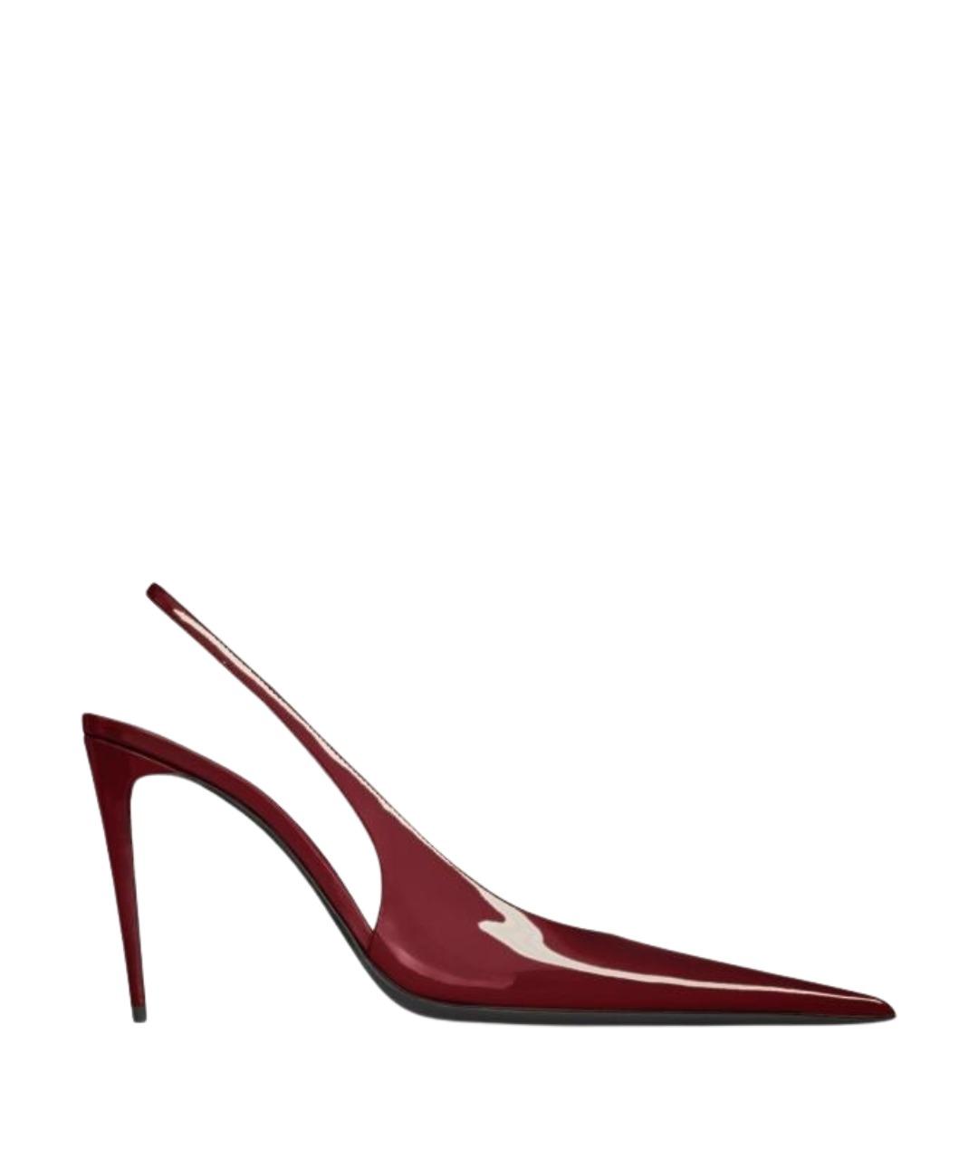 SAINT LAURENT Бордовые туфли из лакированной кожи, фото 1