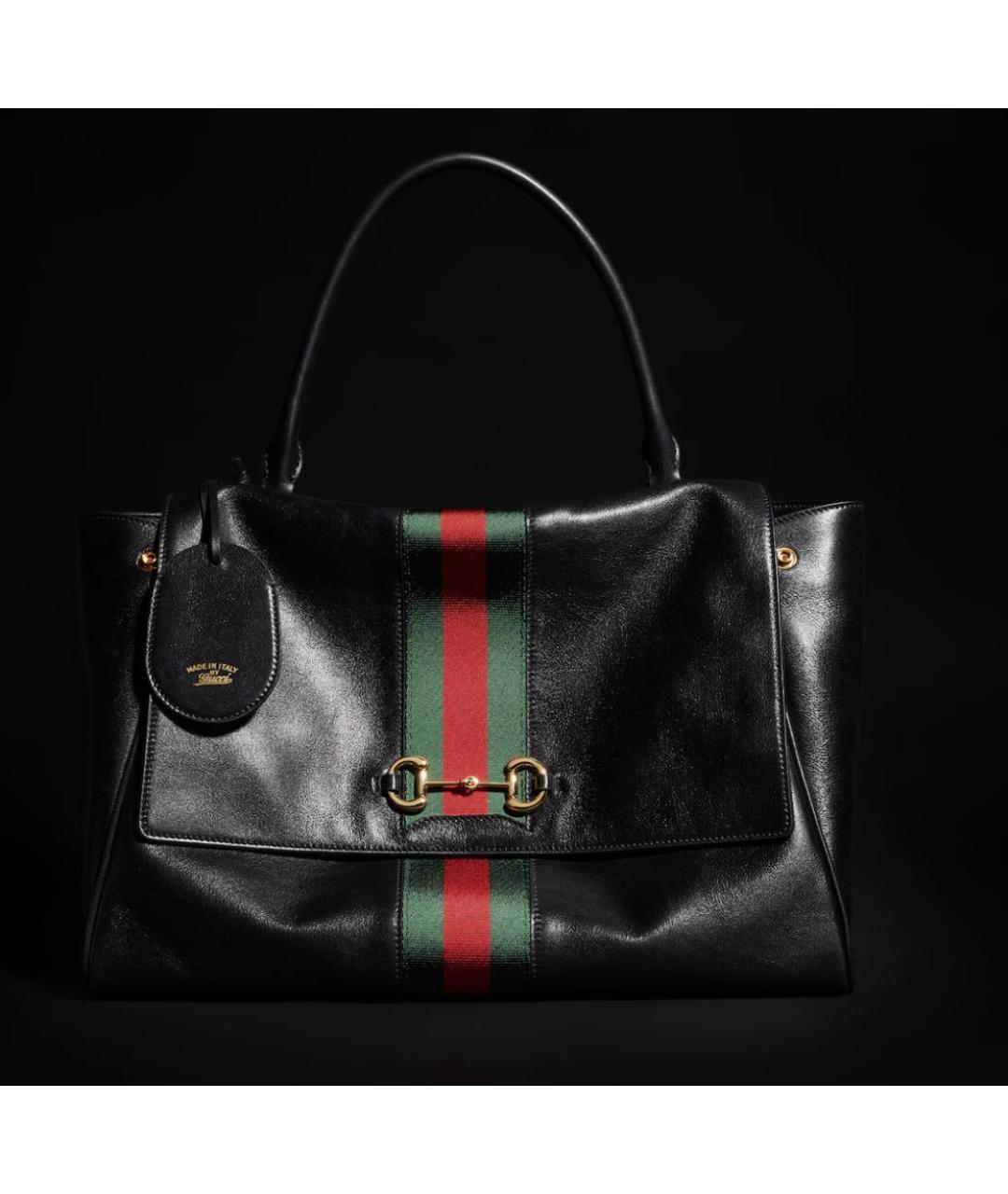 GUCCI Черная кожаная сумка тоут, фото 2