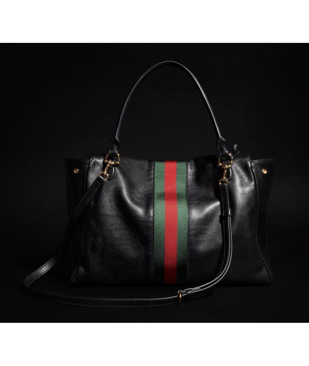 GUCCI Черная кожаная сумка тоут, фото 3