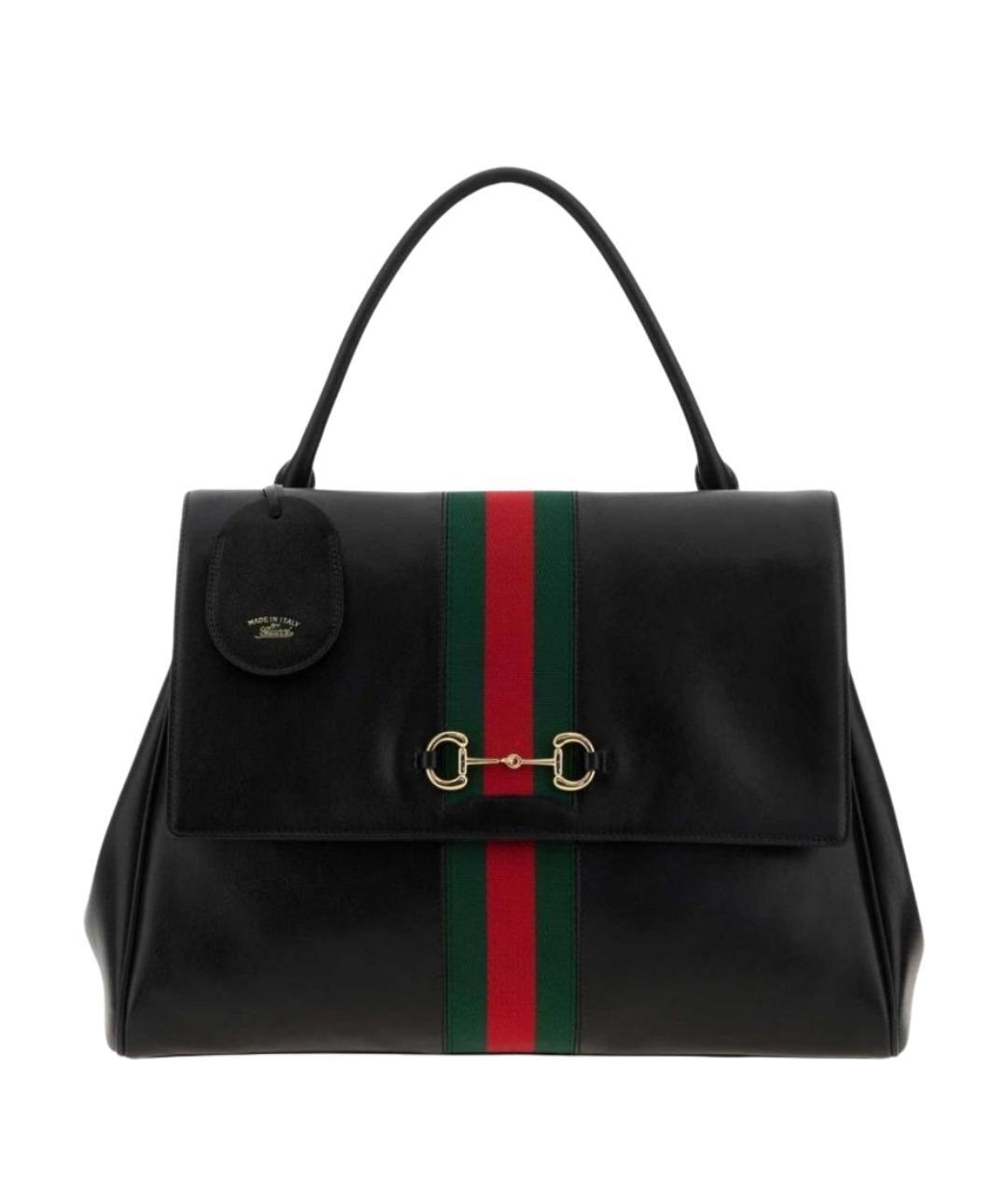 GUCCI Черная кожаная сумка тоут, фото 1