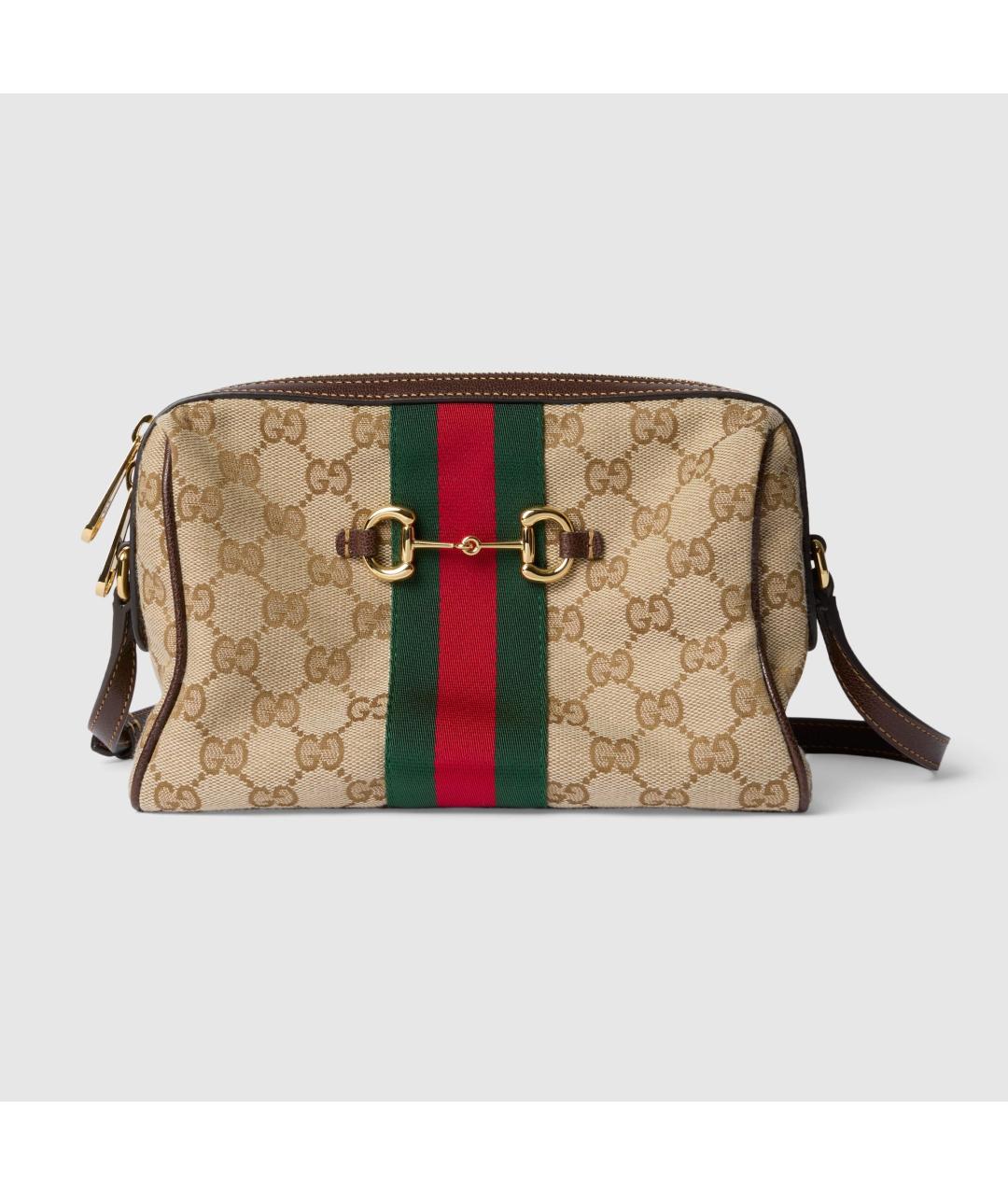 GUCCI Бежевая сумка через плечо из канвы, фото 4