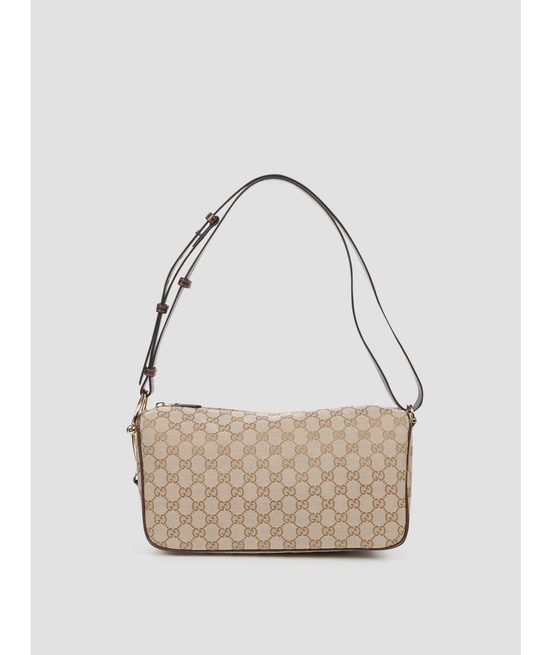 GUCCI Бежевая сумка через плечо из канвы, фото 2