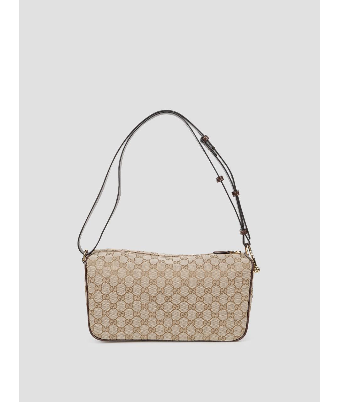 GUCCI Бежевая сумка через плечо из канвы, фото 3