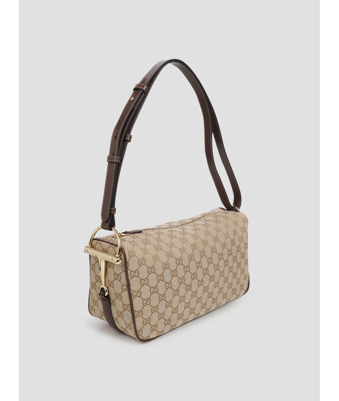 GUCCI Бежевая сумка через плечо из канвы, фото 4
