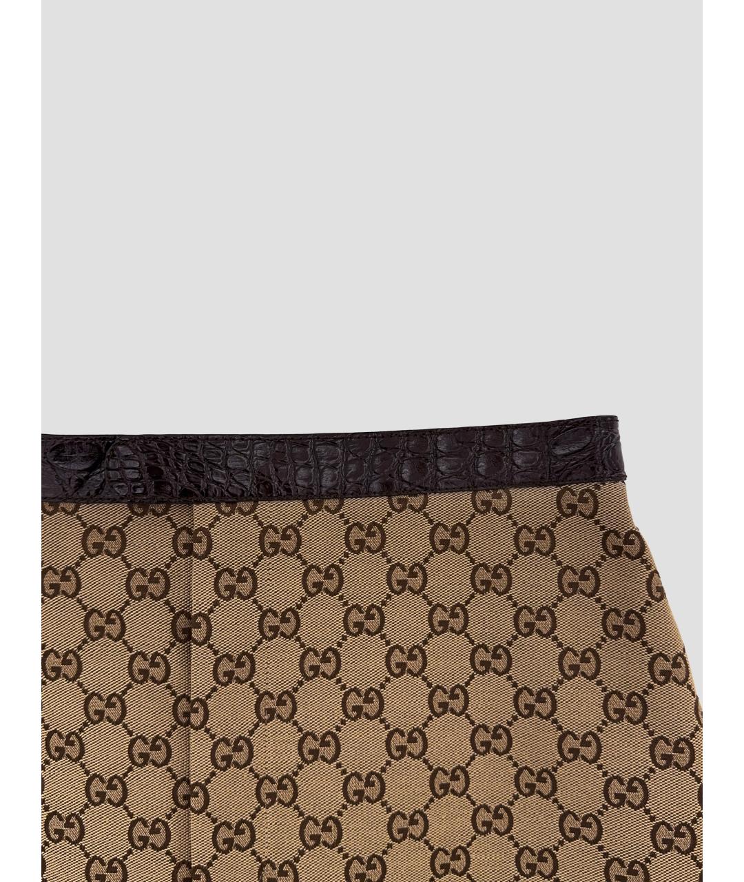 GUCCI Бежевая хлопковая юбка миди, фото 3