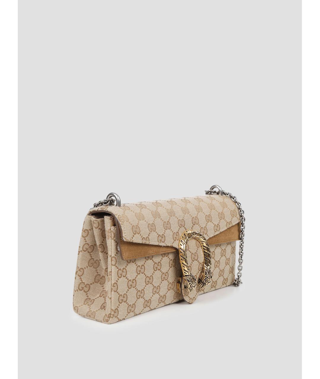 GUCCI Бежевая сумка через плечо из канвы, фото 4