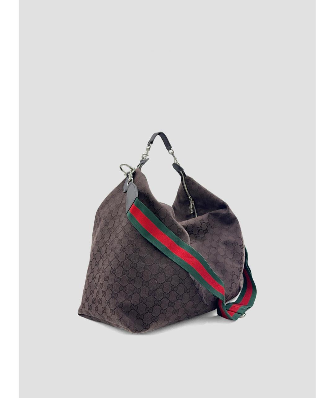 GUCCI Коричневая сумка на плечо из канвы, фото 4