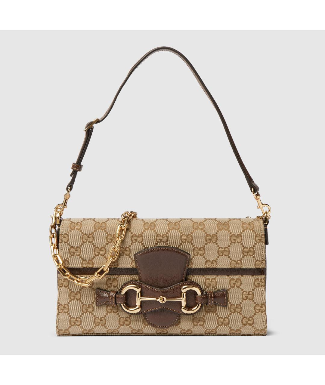GUCCI Бежевая сумка через плечо из канвы, фото 2
