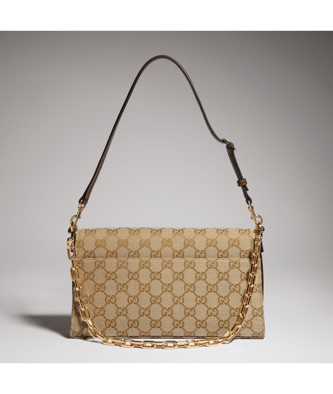 GUCCI Бежевая сумка через плечо из канвы, фото 3