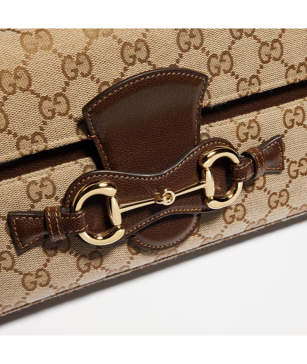 GUCCI Бежевая сумка через плечо из канвы, фото 4
