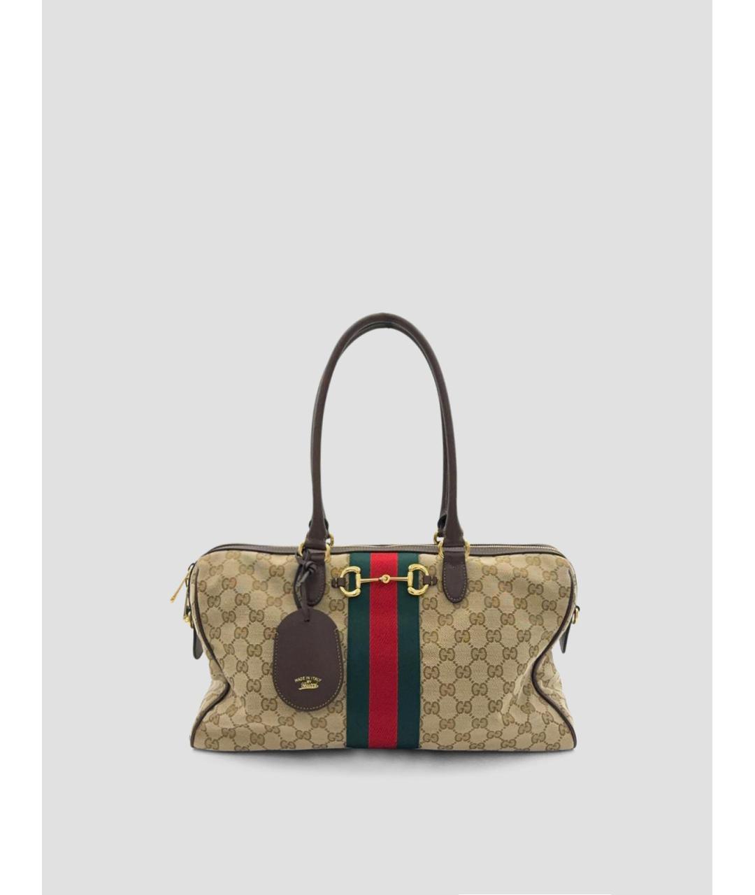 GUCCI Бежевая сумка через плечо из канвы, фото 2