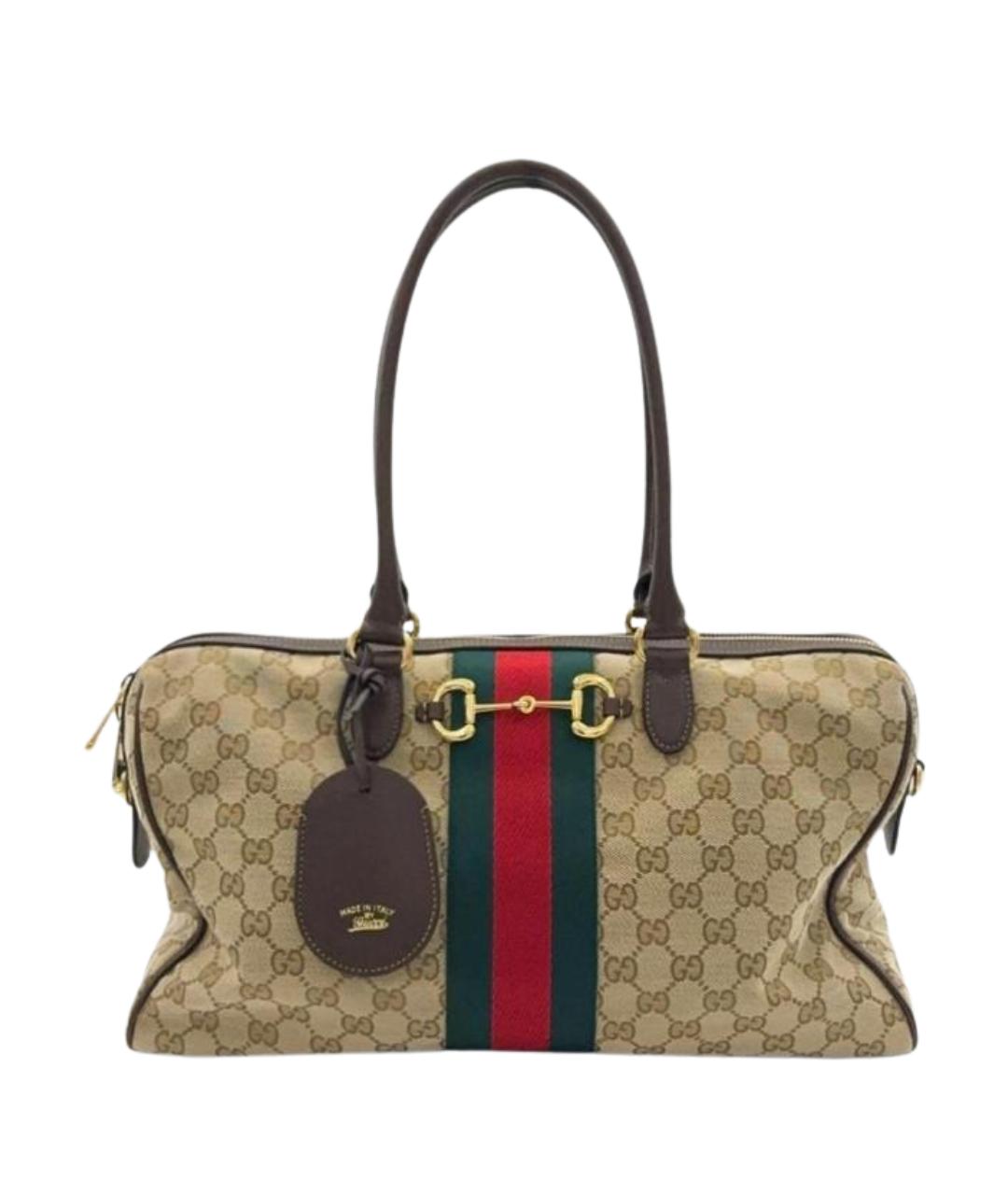 GUCCI Бежевая сумка через плечо из канвы, фото 1