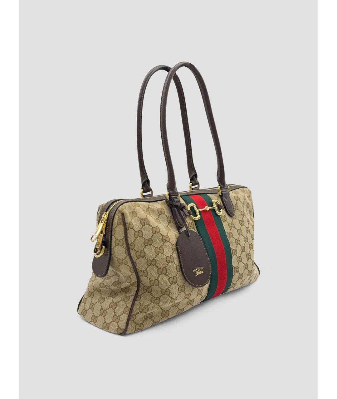 GUCCI Бежевая сумка через плечо из канвы, фото 4