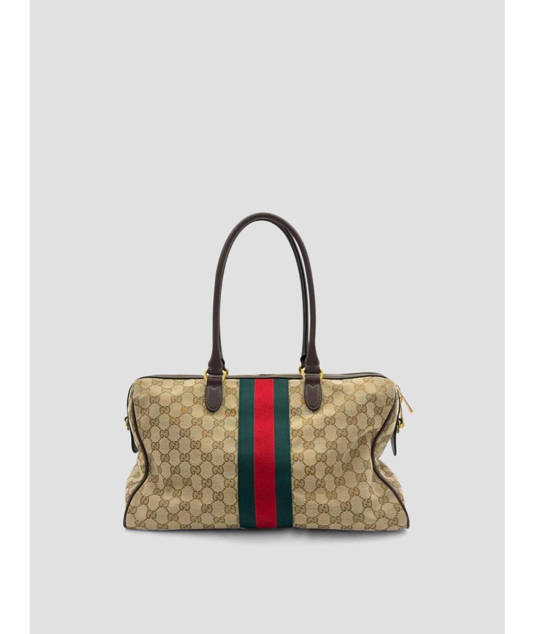 GUCCI Бежевая сумка через плечо из канвы, фото 3